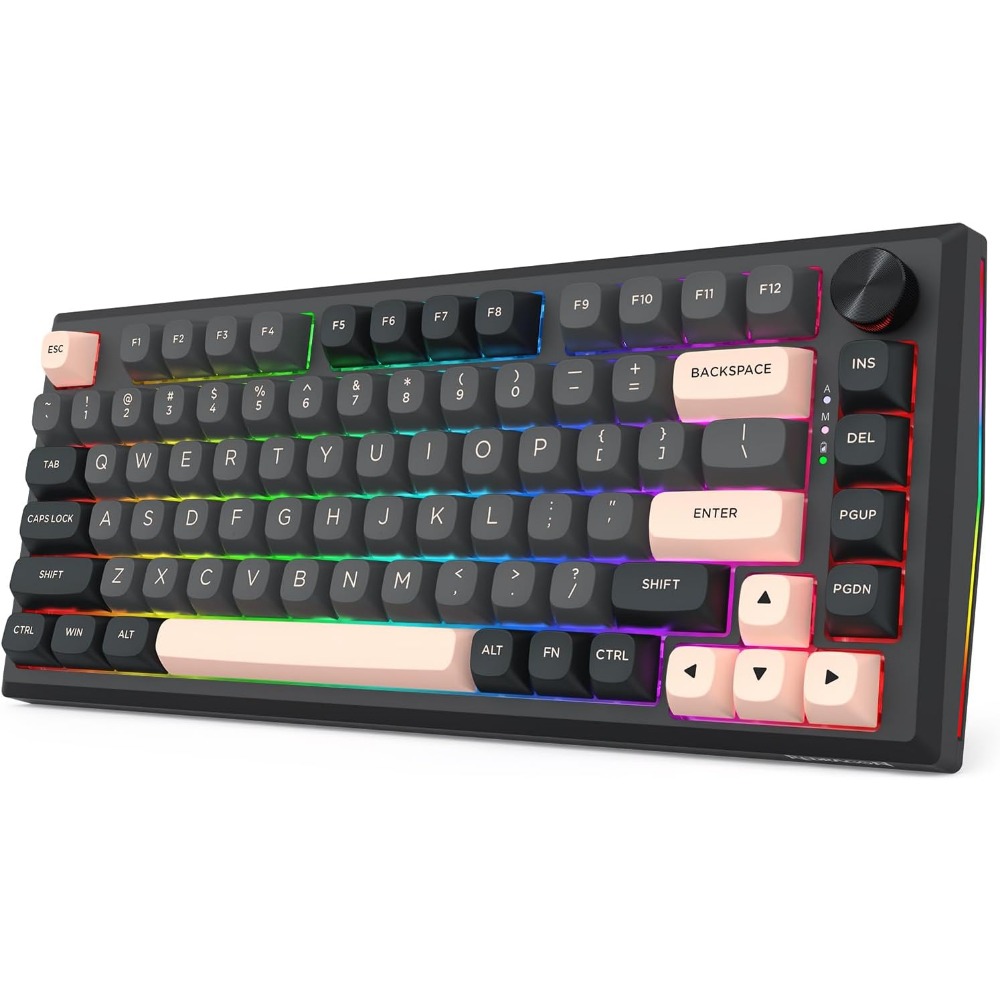 Gaming Keyboard No Noise - คีย์บอร์ดเกมมิ่งแบบไร้สาย 81 ปุ่ม พร้อมแผงอะลูมิเนียม ลดเสียงรบกวน และสวิตช์แบบ