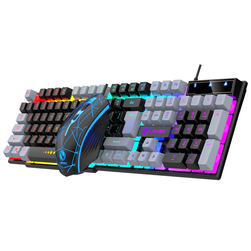 Gaming Keyboard Mouse And Headset Combo - ชุดคีย์บอร์ดและเมาส์แบบมีสายชุดแป้นพิมพ์และเมาส์กลไกเรืองแสงแบบ USB สำหรับคอมพิวเตอร์แล็ปท็อปเกมสำนักงาน