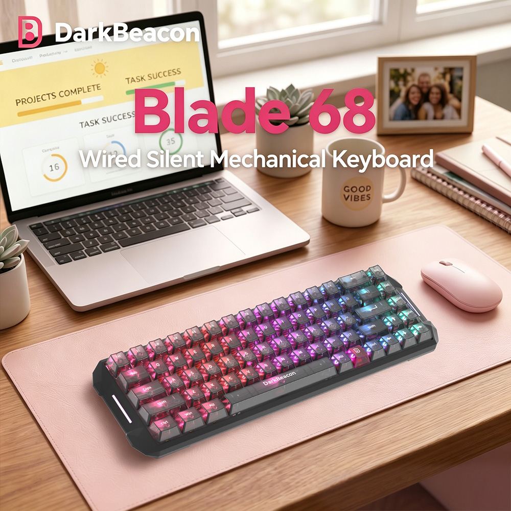 Gaming Keyboard That Is Quiet - ดาร์คบีคอนเบลด 68 คีย์บอร์ดแบบมีสายเงียบ 65% การพิมพ์ที่เงียบสงบ, สามารถเปลี่ยนสวิตช์ได้,
