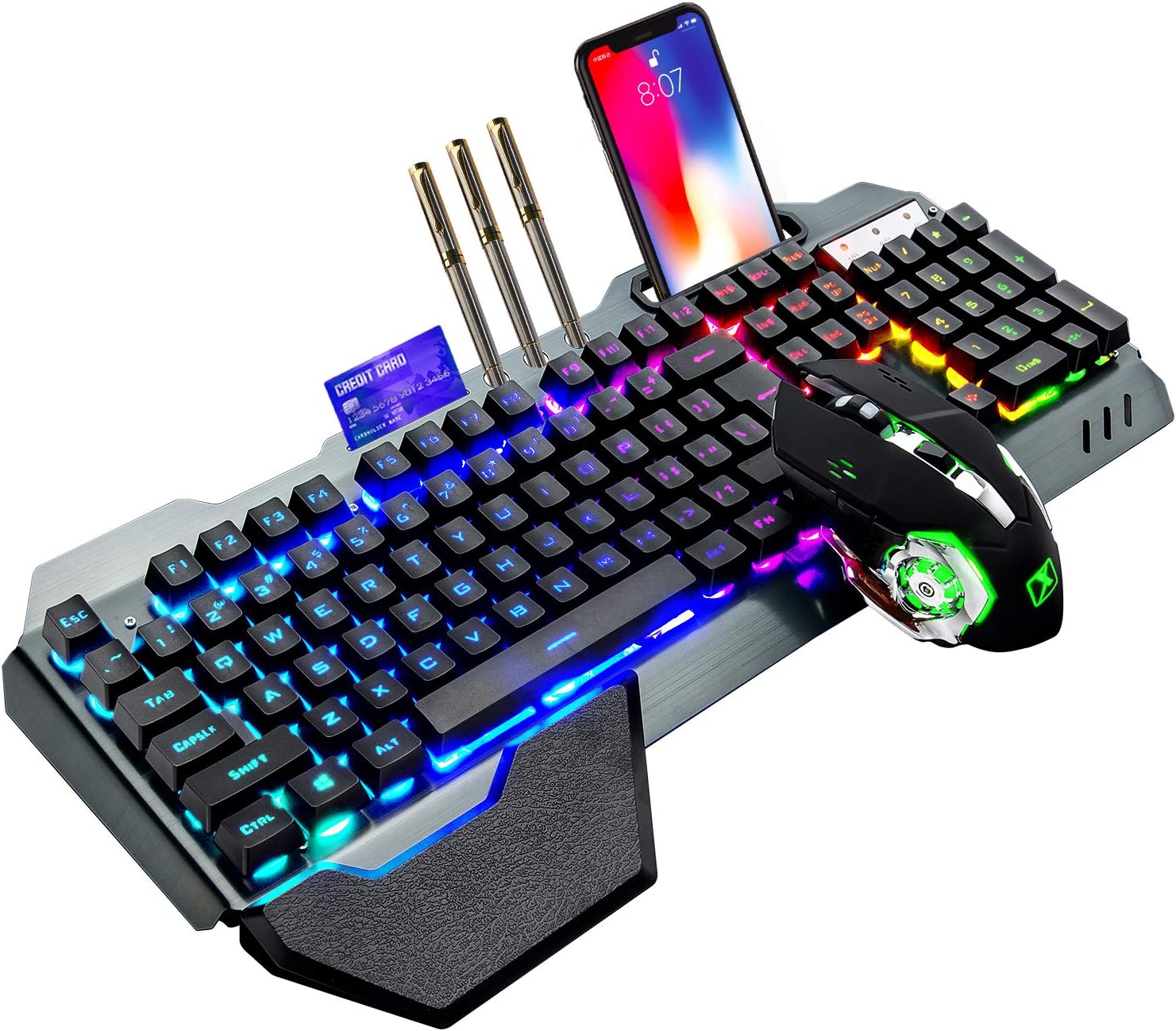 Gaming Keyboard Mouse Wireless - K680 คีย์บอร์ดเกมไร้สายและเมาส์ Combo,Rainbow LED Backlit คีย์บอร์ดแบบชาร์จไฟได้