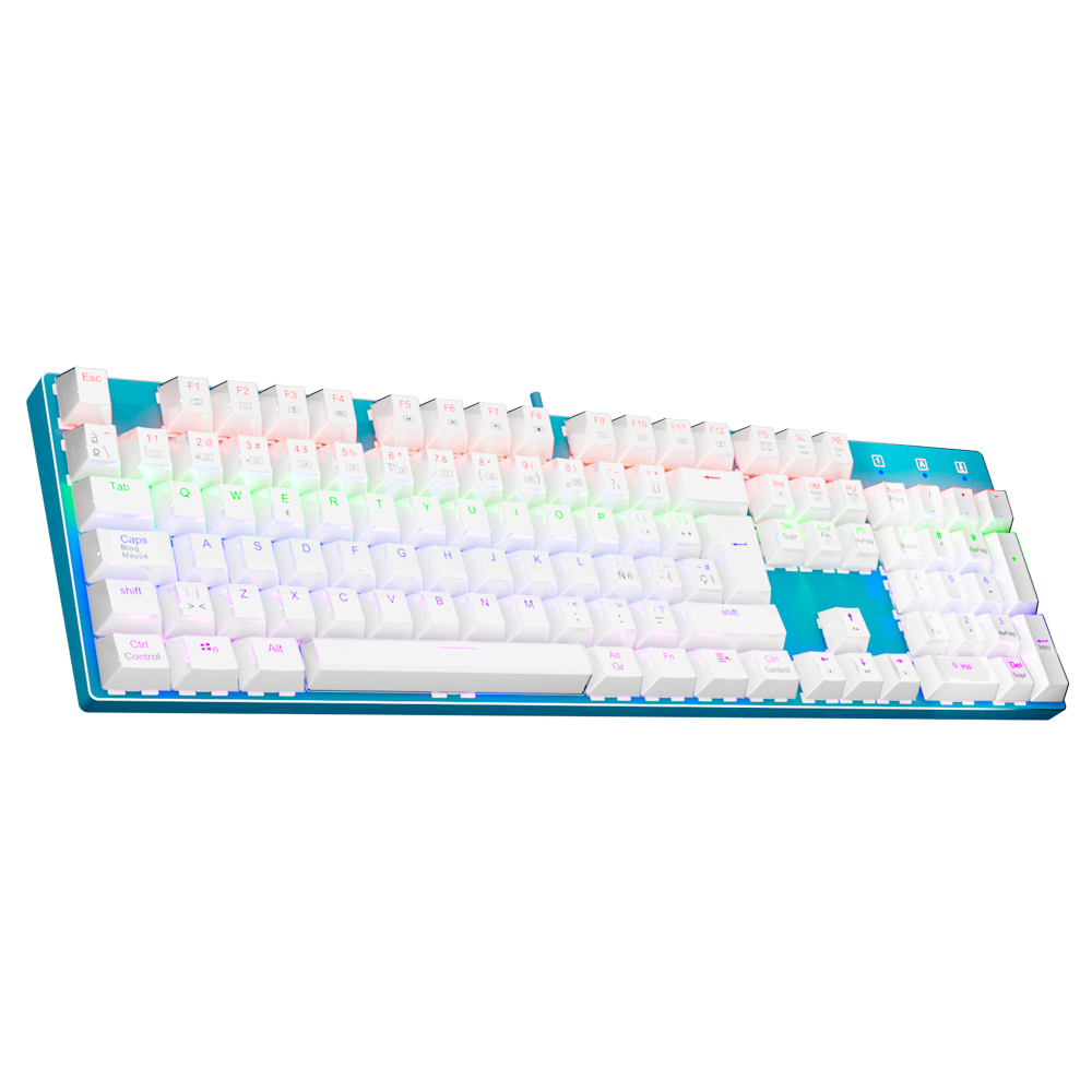 Gaming Keyboard E Yooso - E-YOOSO Z88 เรนโบว์ ฟอลคอน ยูเอสบีคีย์บอร์ดเกมมิ่งแบบมีสายภาษาสเปนสวิตช์สีฟ้า 104