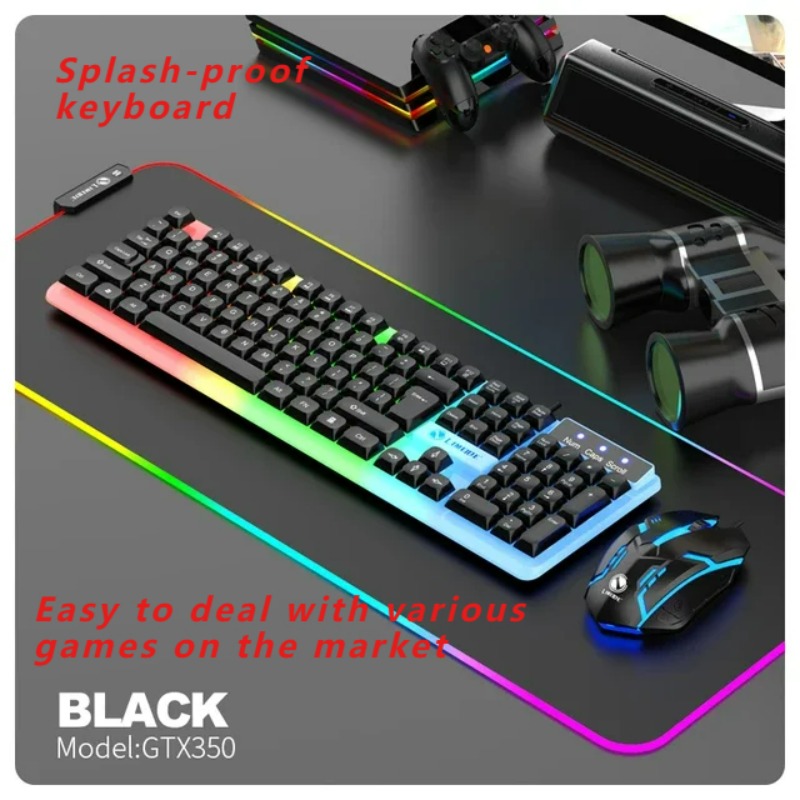 Gaming Keyboard Budget - ใหม่ GTX350 คีย์บอร์ดเกมเมาส์คอมโบคอมพิวเตอร์แล็ปท็อปแบ็คไลท์เกมเมอร์ชุด LED คีย์บอร์ดแบบมีสาย USB