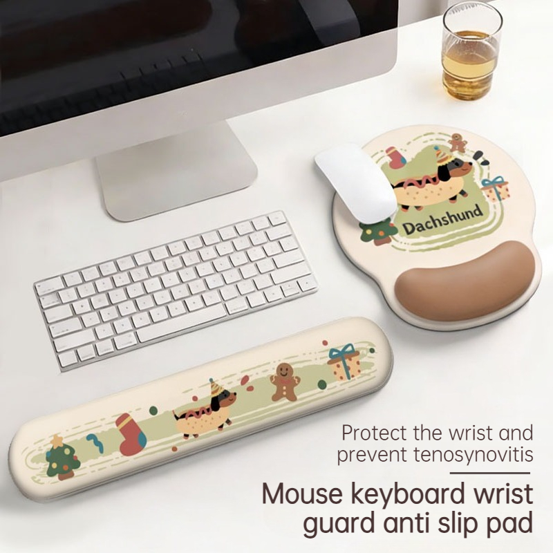 Gaming Keyboard Hand - แผ่นรองเมาส์ลายการ์ตูนสุนัขไส้กรอกแบบหนา กันลื่น 3 มิติ พร้อมที่รองข้อมือ ใช้งานสะดวกสบายสำหรับสำนักงานและเล่นเกม
