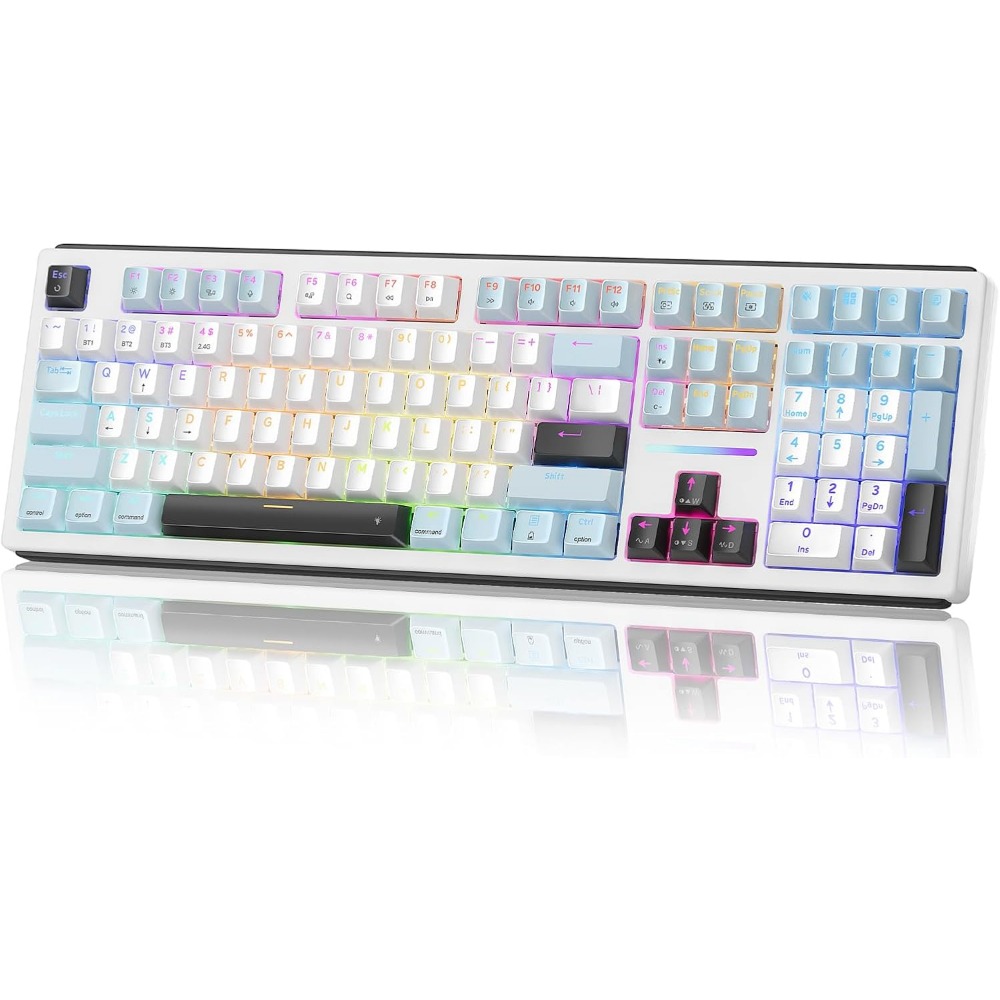 Gaming Keyboard No Noise - คีย์บอร์ดเกมมิ่งแบบกลไก 108 ปุ่ม: ปุ่มฮอตคีย์เพิ่มเติม, ระบบลดเสียงรบกวน, สวิตช์แบบหล่อลื่นล่วงหน้า,
