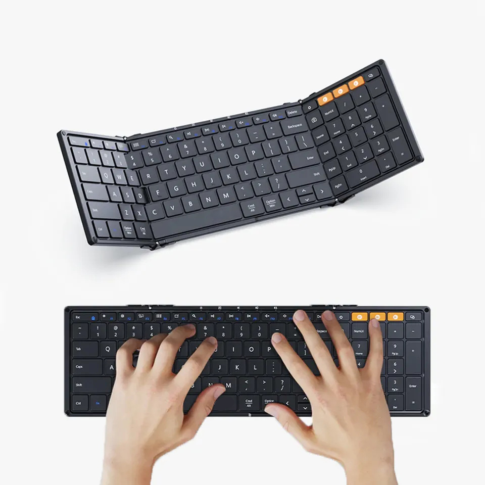 Gaming Keyboard Budget - คีย์บอร์ดแบบพับได้พร้อมแป้นตัวเลข, คีย์บอร์ดบลูทูธไร้สายแบบพกพาขนาดเล็กพับได้คีย์บอร์ดสำหรับการเดินทางคอมพิวเตอร์พีซีไอแพด