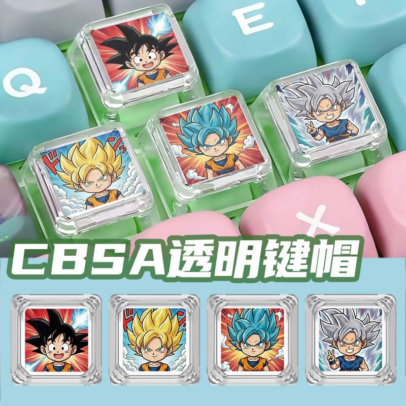 Gaming Keyboard Mechanical - ดราก้อนบอล ซุปเปอร์ไซย่า คีย์แคปการ์ตูน คีย์บอร์ดแบบกลไกอะนิเมะแบบกำหนดเองได้ คีย์แคปโปร่งใส สินค้าอะนิเมะขายส่ง