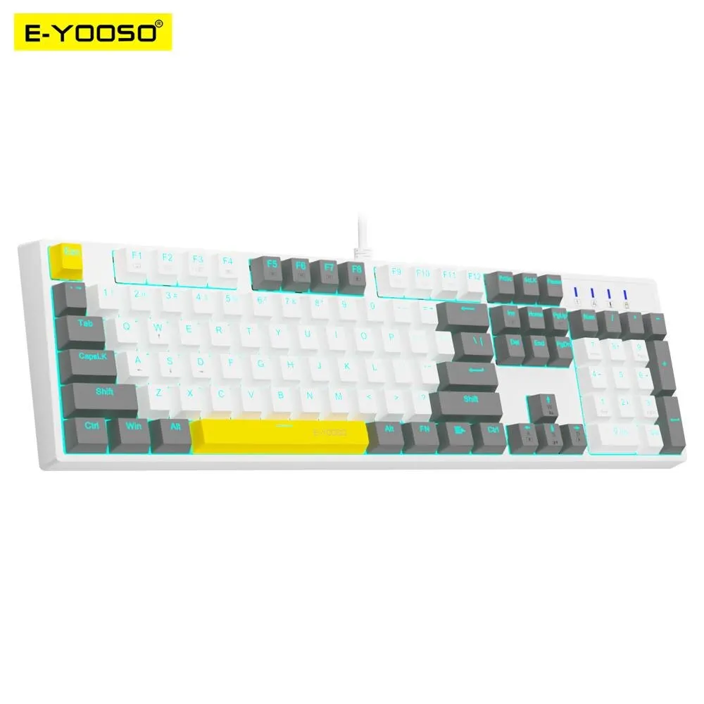 Gaming Keyboard E Yooso - E-YOOSO Z14 USBคีย์บอร์ดแบบมีสายสีแดงสีฟ้าสวิทช์Monochrome LED Backlit 104