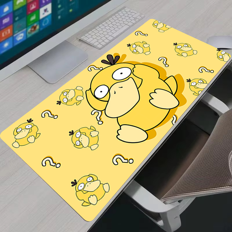Gaming Keyboard High Ground - แผ่นรองเมาส์อะนิเมะ P-Pokemon Psyduck XXL แผ่นรองเมาส์สำหรับเล่นเกมขนาดใหญ่แผ่นรองโต๊ะยางกันลื่นแล็ปท็อปพีซีอุปกรณ์เสริมแผ่นรองคีย์บอร์ดเกมเมอร์