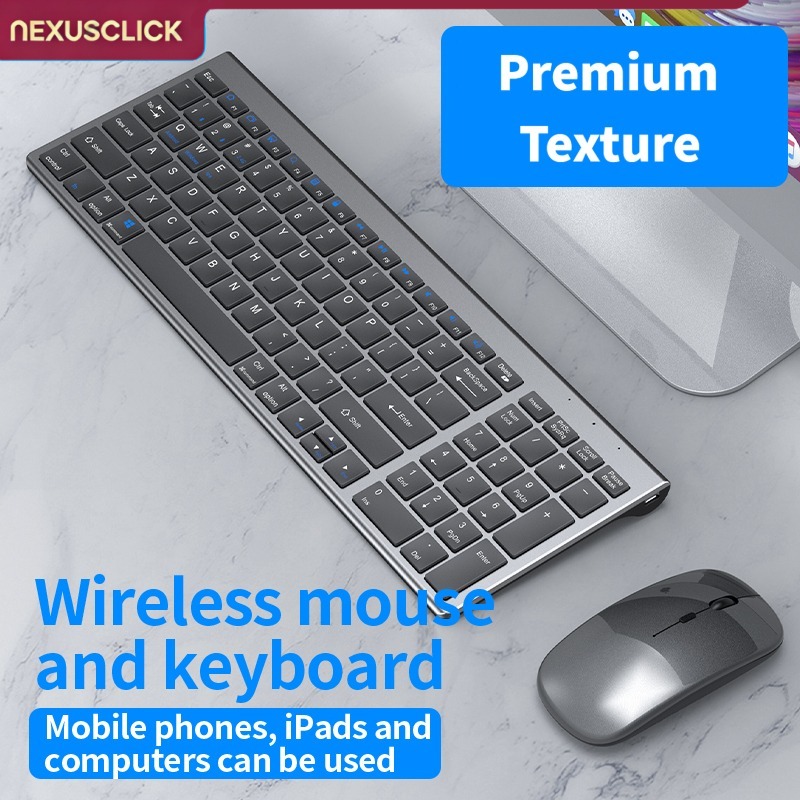 Gaming Keyboard That Is Quiet - ชุดคีย์บอร์ดและเมาส์ไร้สาย NexusClick บลูทูธ 5.0 แบบชาร์จได้ คีย์บอร์ดขนาดเต็ม