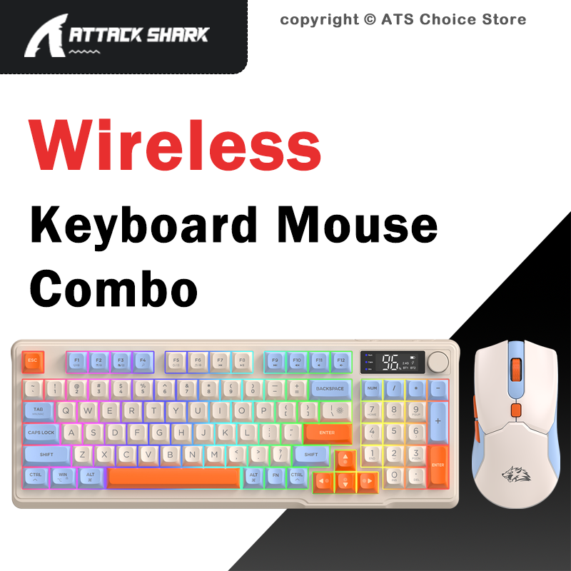 Gaming Keyboard Mouse And Headset Combo - ชุดคีย์บอร์ดและเมาส์ไร้สาย FREEWOLF T96, ชุดคีย์บอร์ดและเมาส์ RGB 96