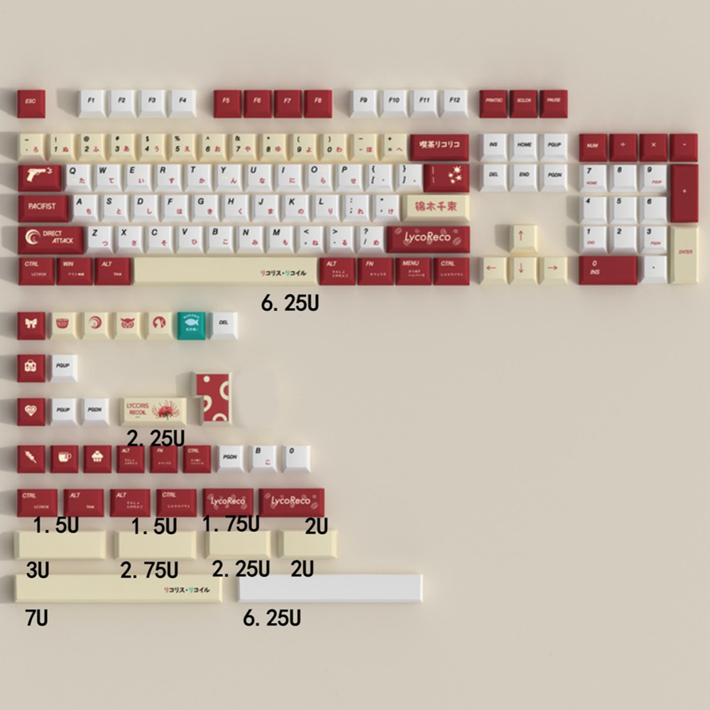 Gaming Keyboard Ergonomics - คีย์แคปอะนิเมะ Lycoris Recoil แบบ PBT โปรไฟล์เชอร์รี่