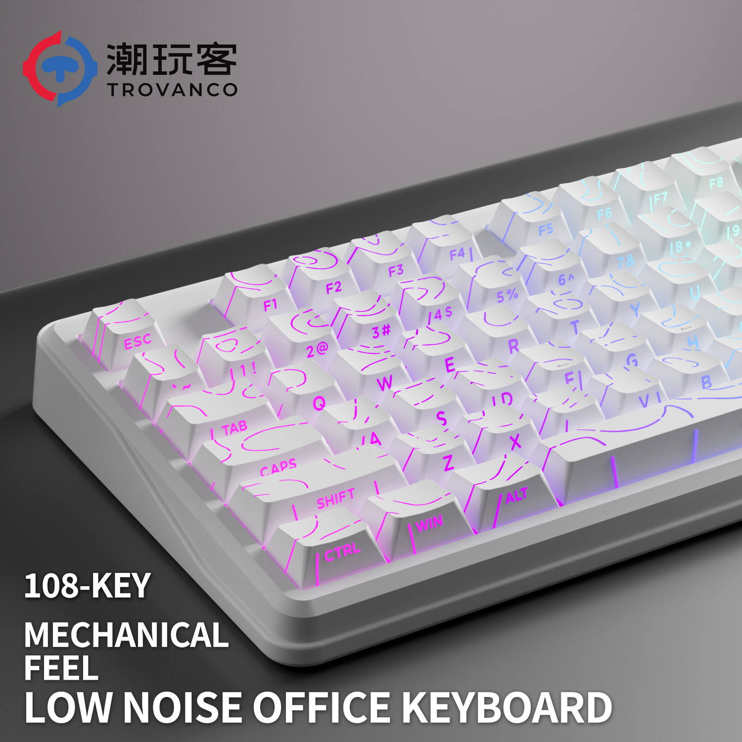 Gaming Keyboard No Noise - คีย์บอร์ด V108 Pro แบบมีสายและไร้สาย บลูทูธ 2.4G