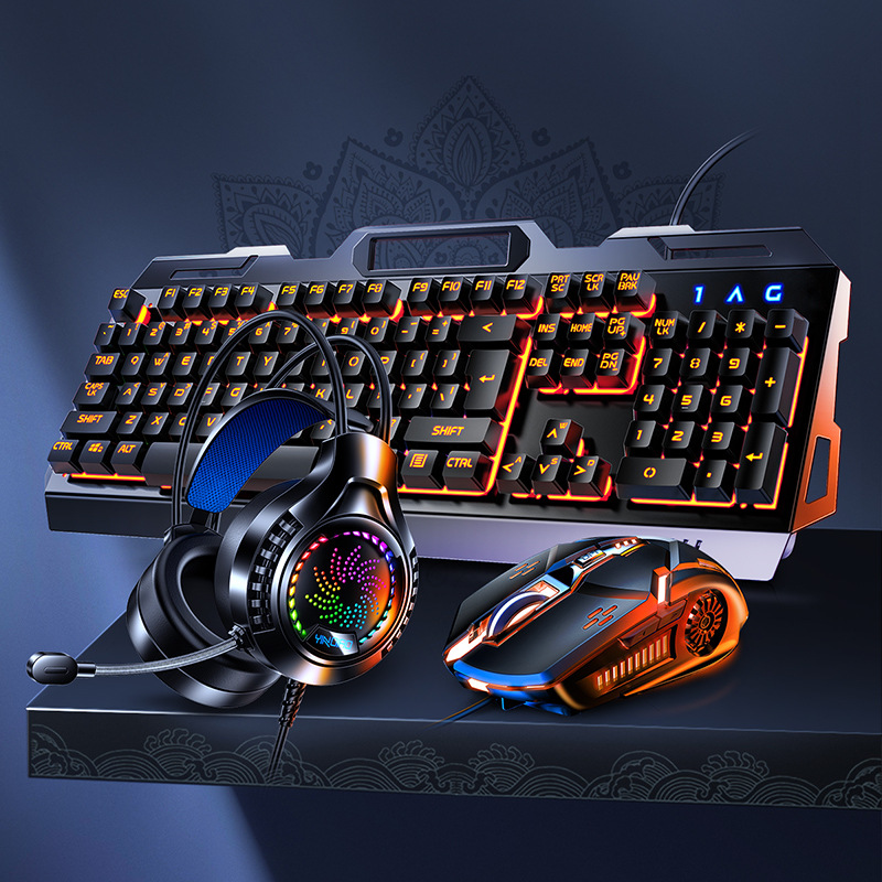 Gaming Keyboard Mouse And Headset Combo - V2g5 เกมมิ่งคีย์บอร์ดโลหะพร้อมเมาส์ หูฟัง สาย USB 3