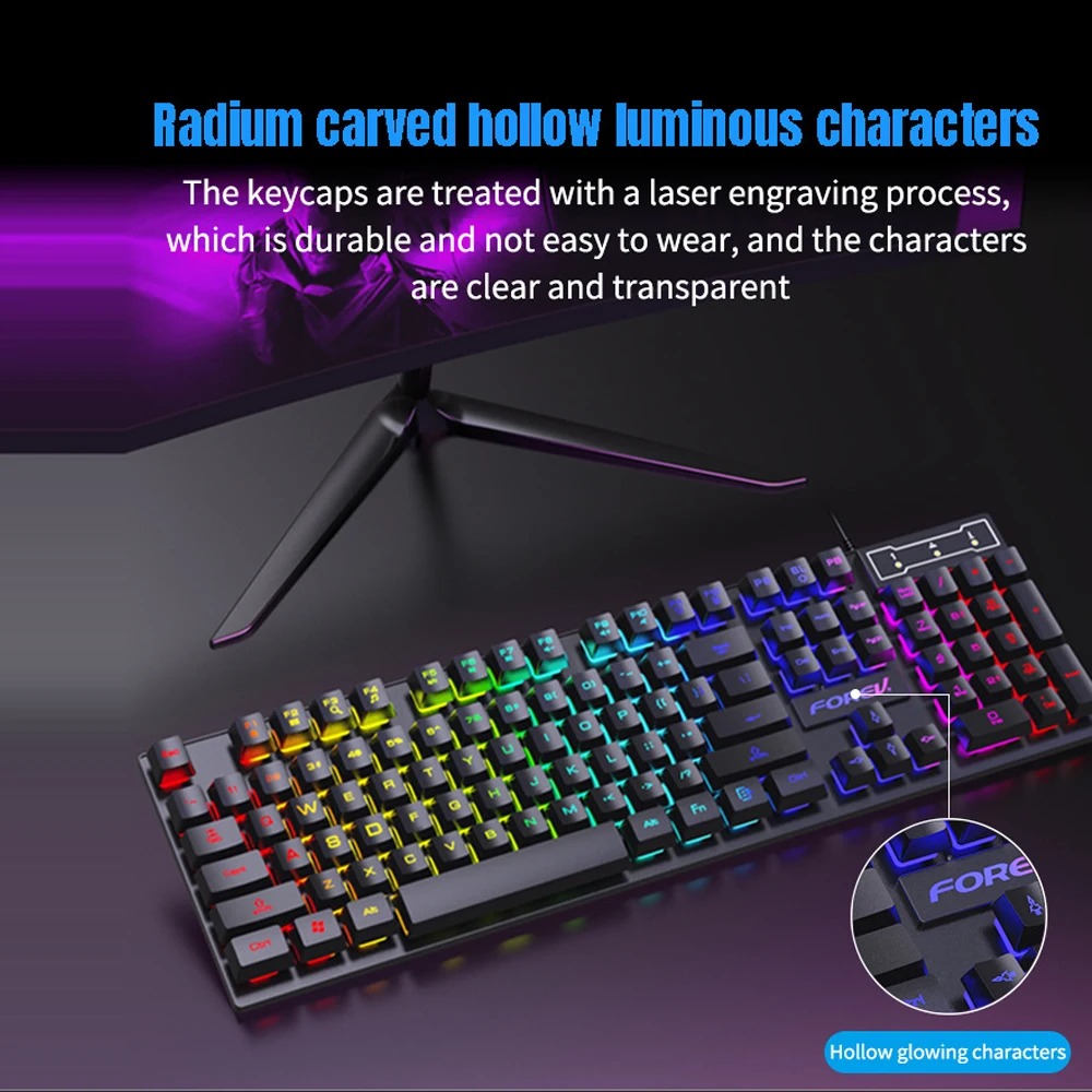 104 คีย์คีย์บอร์ดแบบมีสาย RGB  - Gaming Keyboard Budget บทวิจารณ์และราคา