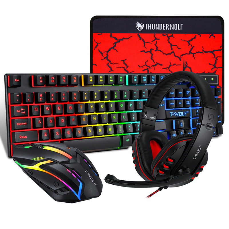 ชุดคีย์บอร์ดและเมาส์ USB 4 ใน  - Gaming Keyboard Mouse And Headset Combo บทวิจารณ์และราคา