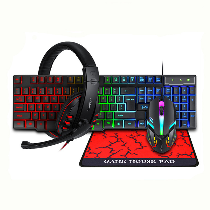 ชุดคีย์บอร์ดและเมาส์ USB 4 ใน  - Gaming Keyboard Mouse And Headset Combo บทวิจารณ์และราคา