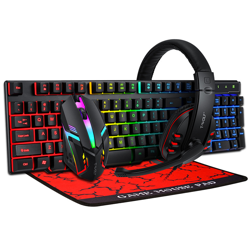 ชุดคีย์บอร์ดและเมาส์ USB 4 ใน  - Gaming Keyboard Mouse And Headset Combo บทวิจารณ์และราคา