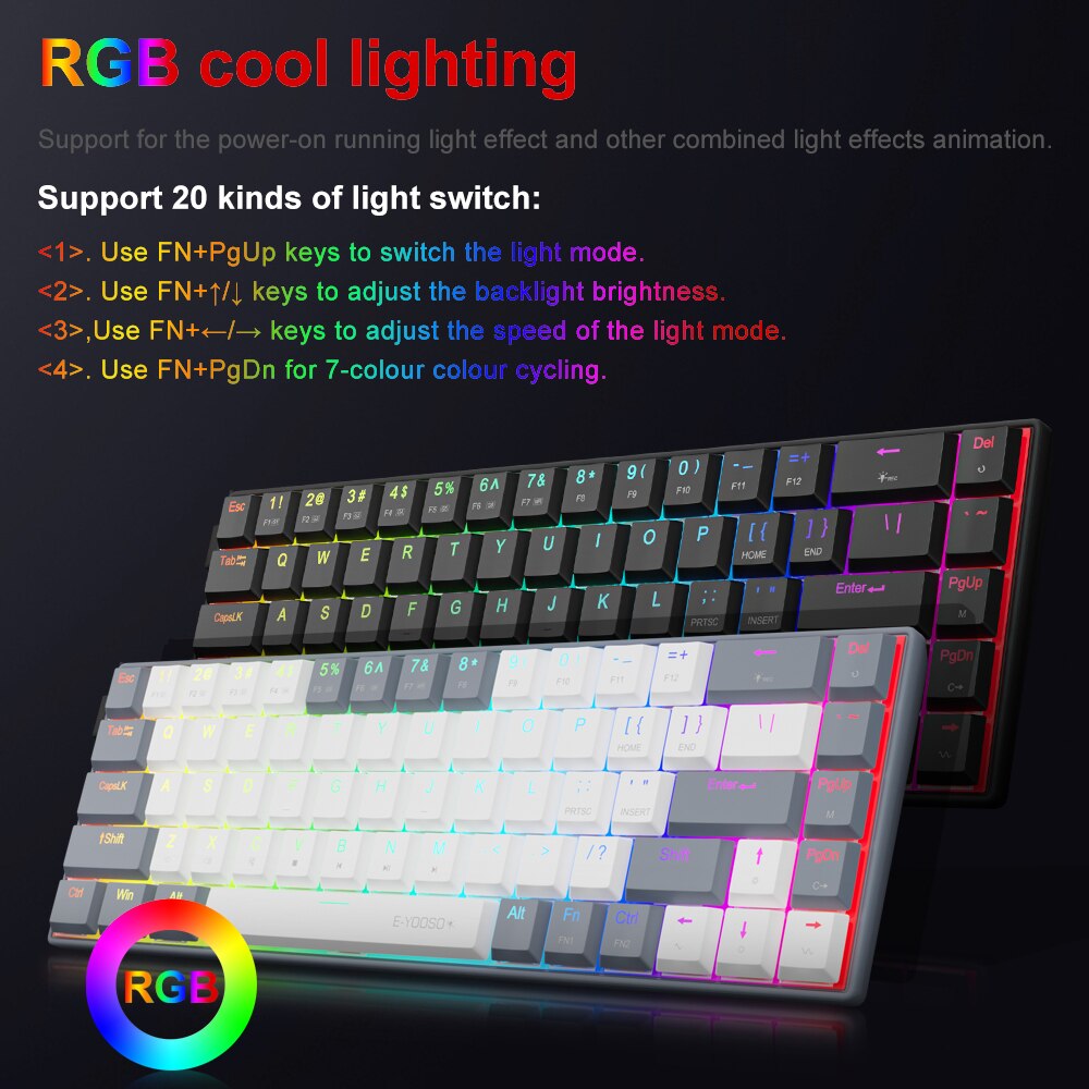 E-YOOSO A68 RGB Mini Slim USB  - Gaming Keyboard E Yooso บทวิจารณ์และราคา