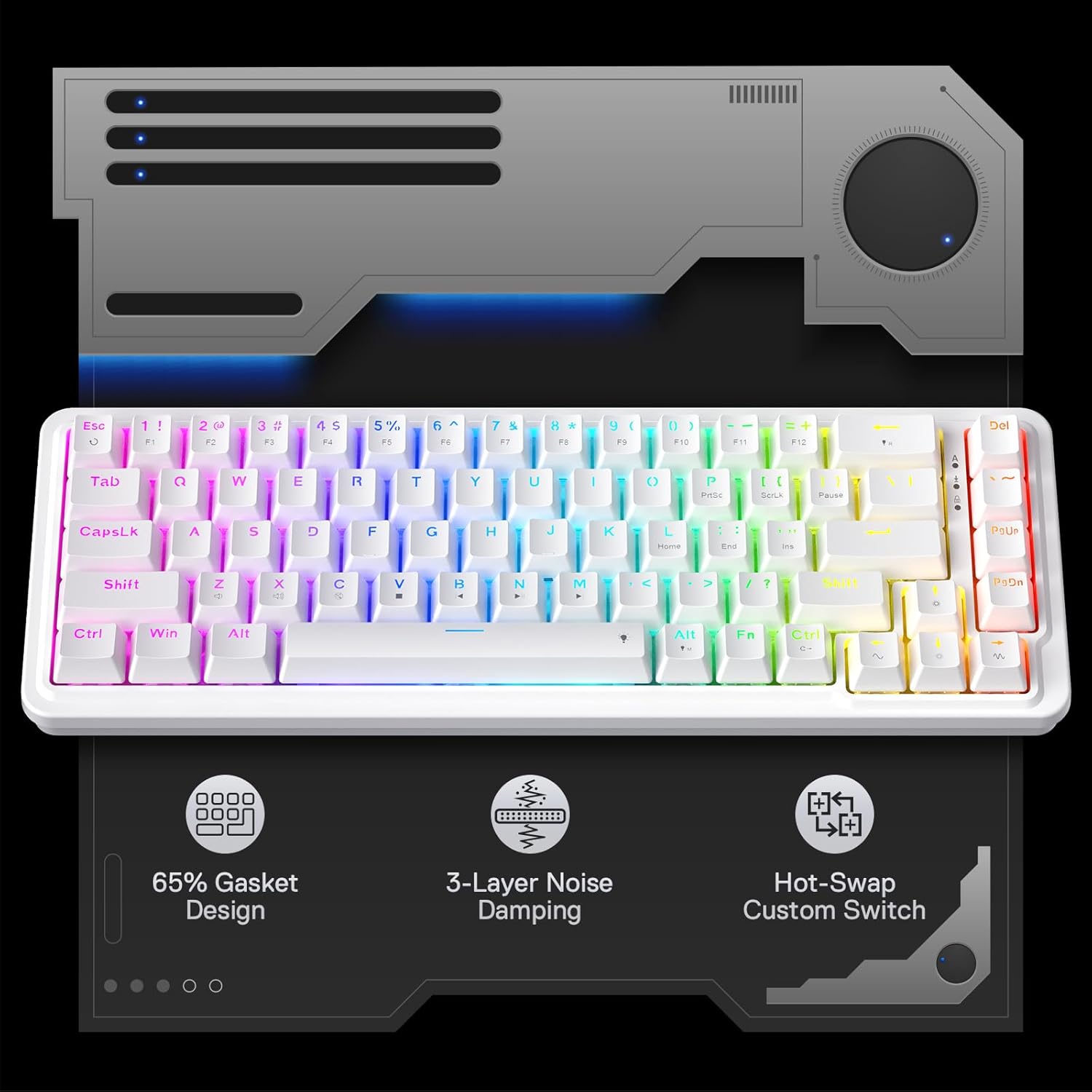 Redragon K709 65% สายปะเก็น RG - Gaming Keyboard No Noise บทวิจารณ์และราคา