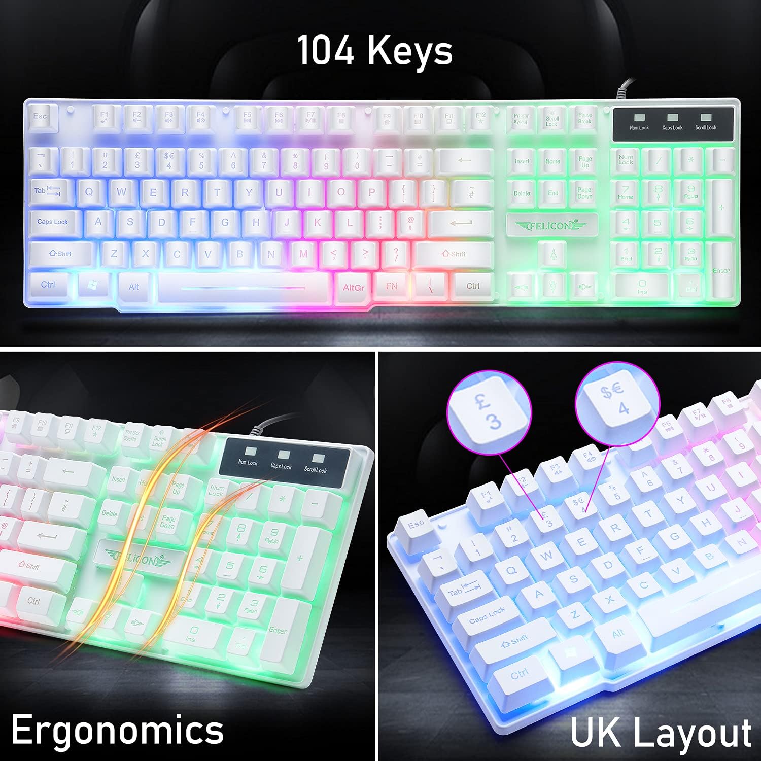 ชุดคอมโบคีย์บอร์ด เมาส์ หูฟัง  - Gaming Keyboard Ergonomics บทวิจารณ์และราคา