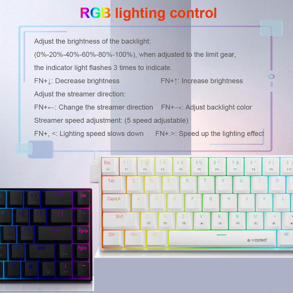 E-YOOSO Z686 RGB USB 60% MINI  - Gaming Keyboard E Yooso บทวิจารณ์และราคา