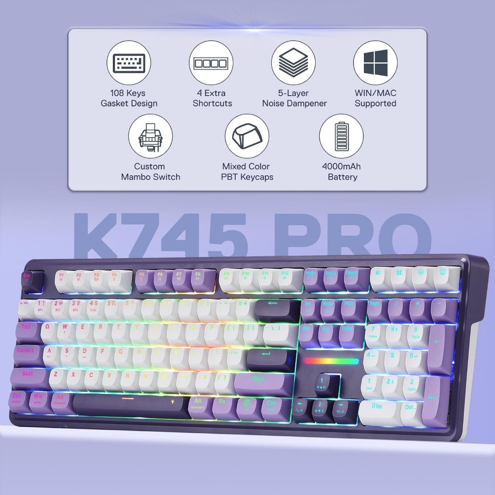คีย์บอร์ดเกมมิ่งไร้สาย RGB แบบ - Gaming Keyboard No Noise บทวิจารณ์และราคา