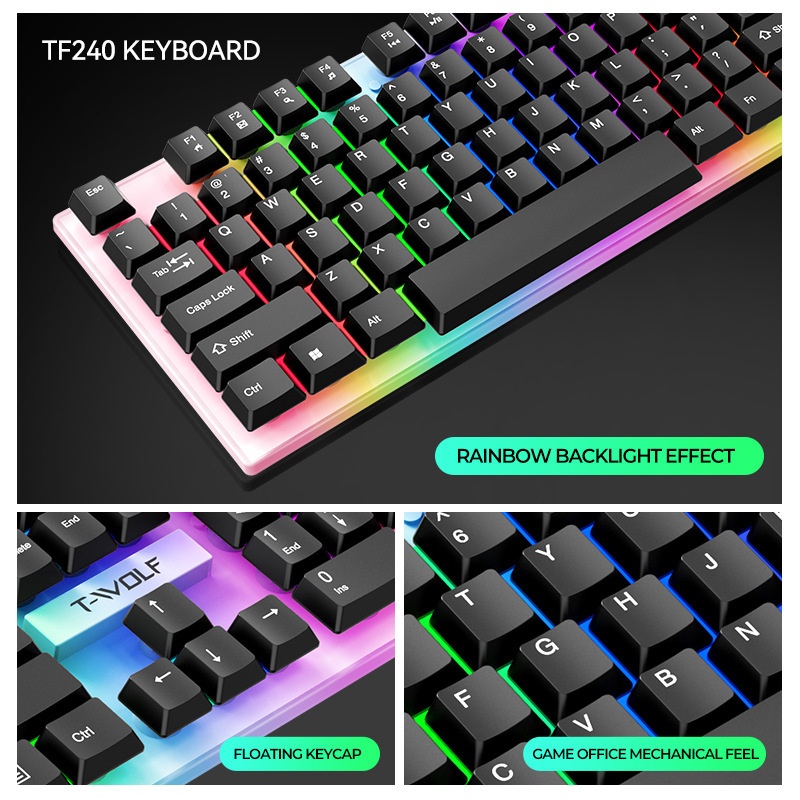 ชุดเกมมิ่ง T-Wolf Tf240 4 in 1 - Gaming Keyboard Mouse And Headset Combo บทวิจารณ์และราคา