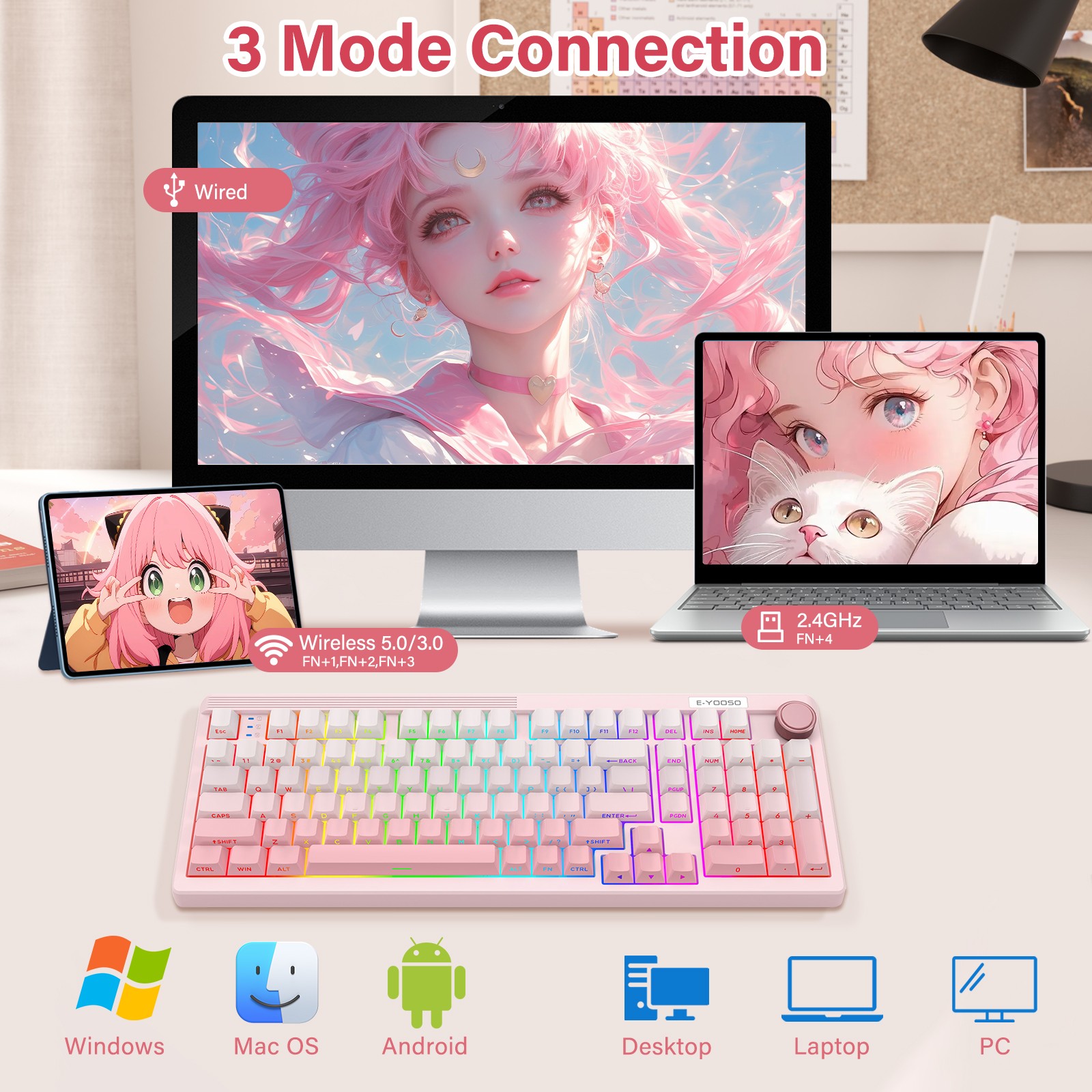 E-YOOSO 98 คีย์คีย์บอร์ดแบบกลไ - Gaming Keyboard E Yooso บทวิจารณ์และราคา