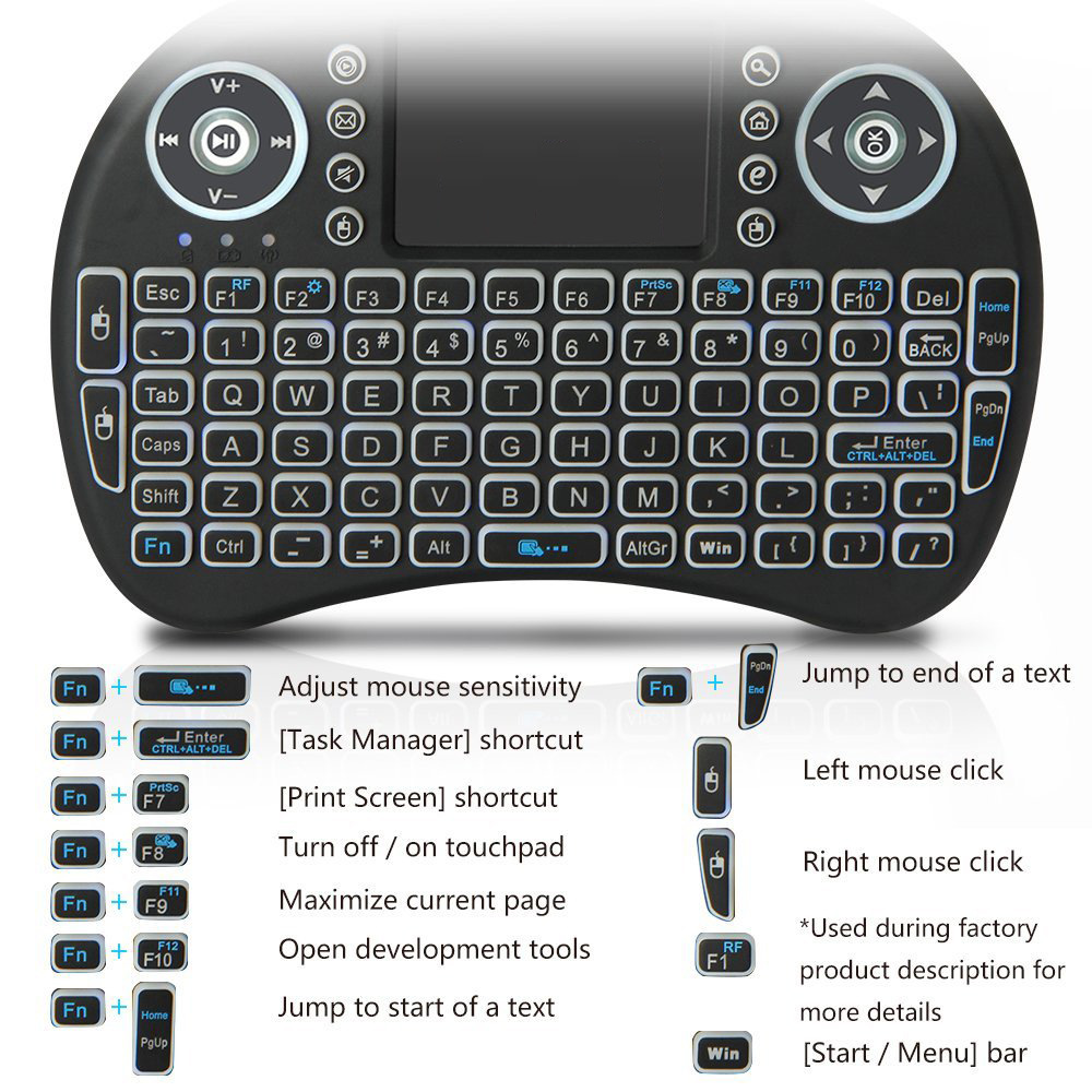 Backlit Mini คีย์บอร์ดไร้สายภา - Gaming Keyboard Mobile บทวิจารณ์และราคา