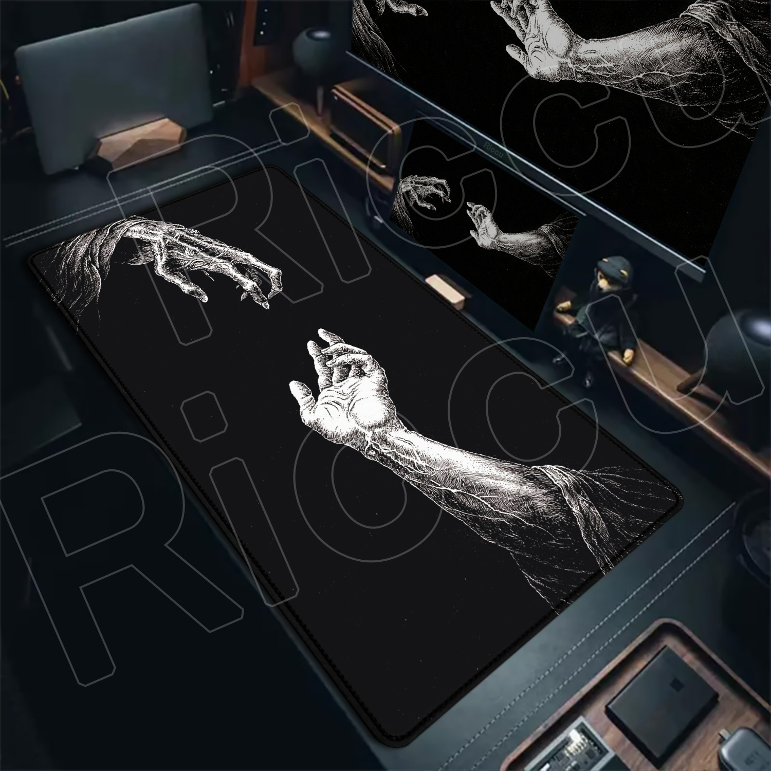 แผ่นรองเมาส์ลายศิลปะโกธิคสีดำข - Gaming Keyboard Hand บทวิจารณ์และราคา