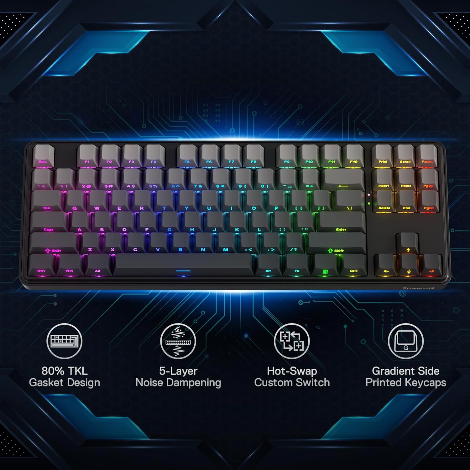 Redragon K707 PRO GB 80% ปะเก็ - Gaming Keyboard No Noise บทวิจารณ์และราคา