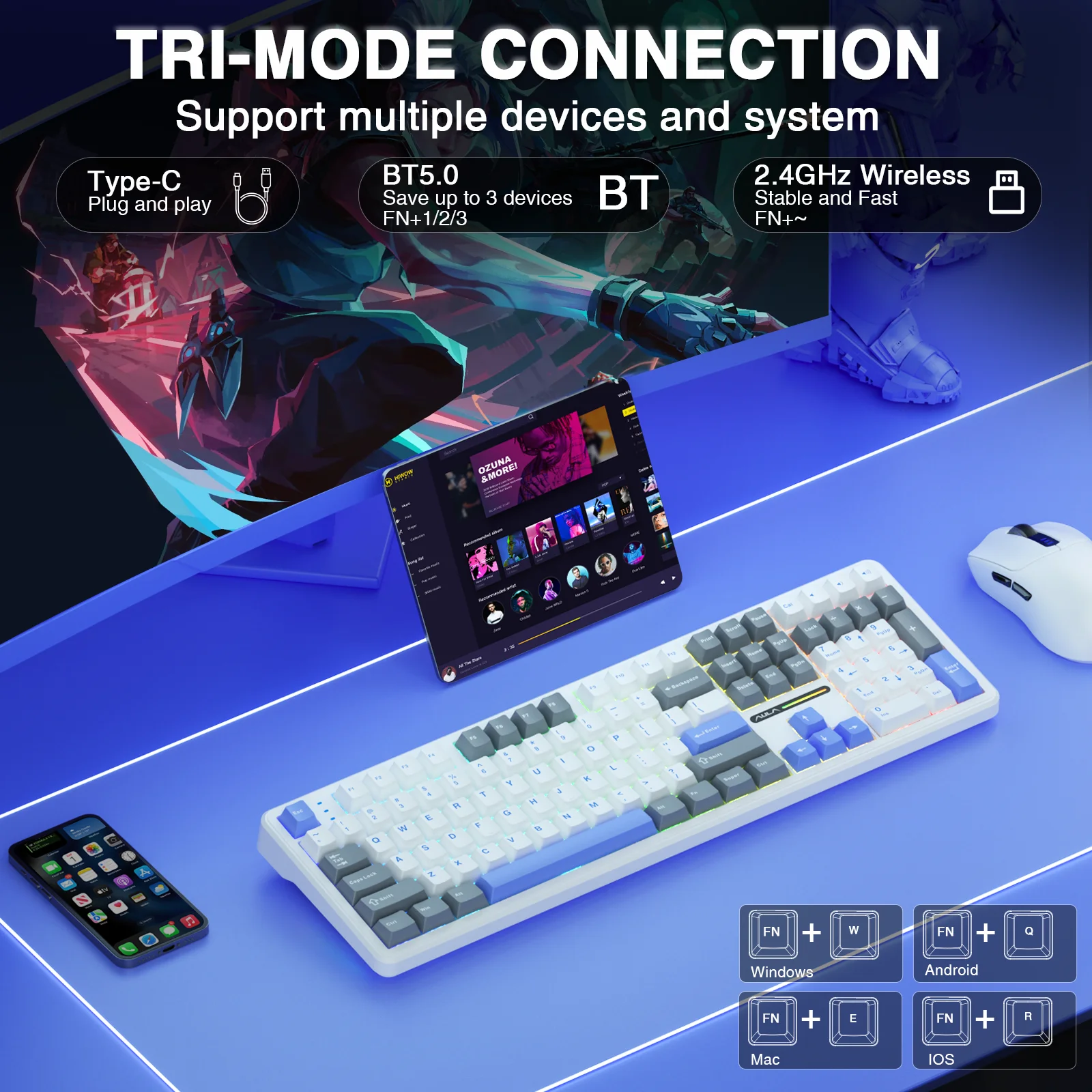คีย์บอร์ดไร้สาย AULA F108 สวิต - Gaming Keyboard No Noise บทวิจารณ์และราคา